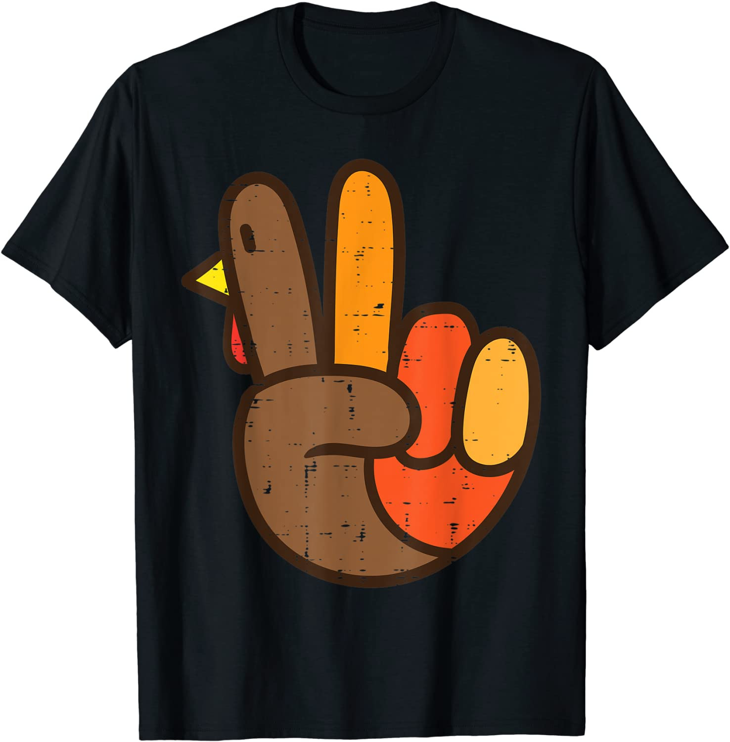 Peace Sign Turkey Hand Cool Thanksgiving Hippie Men Women T-Shirt