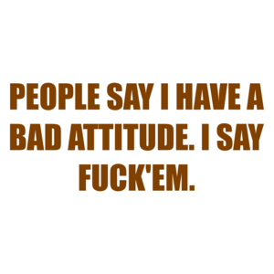 PEOPLE SAY I HAVE A BAD ATTITUDE. I SAY FUCK'EM.