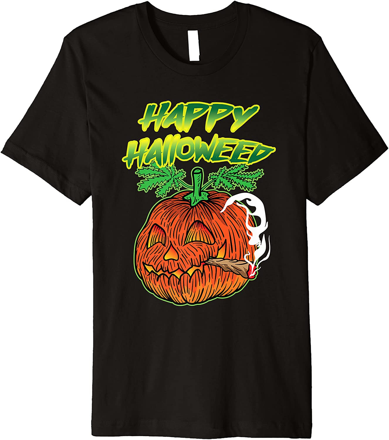 Pumpkin Smoking Weed THC Happy Halloweed Halloween Stoner T-Shirt