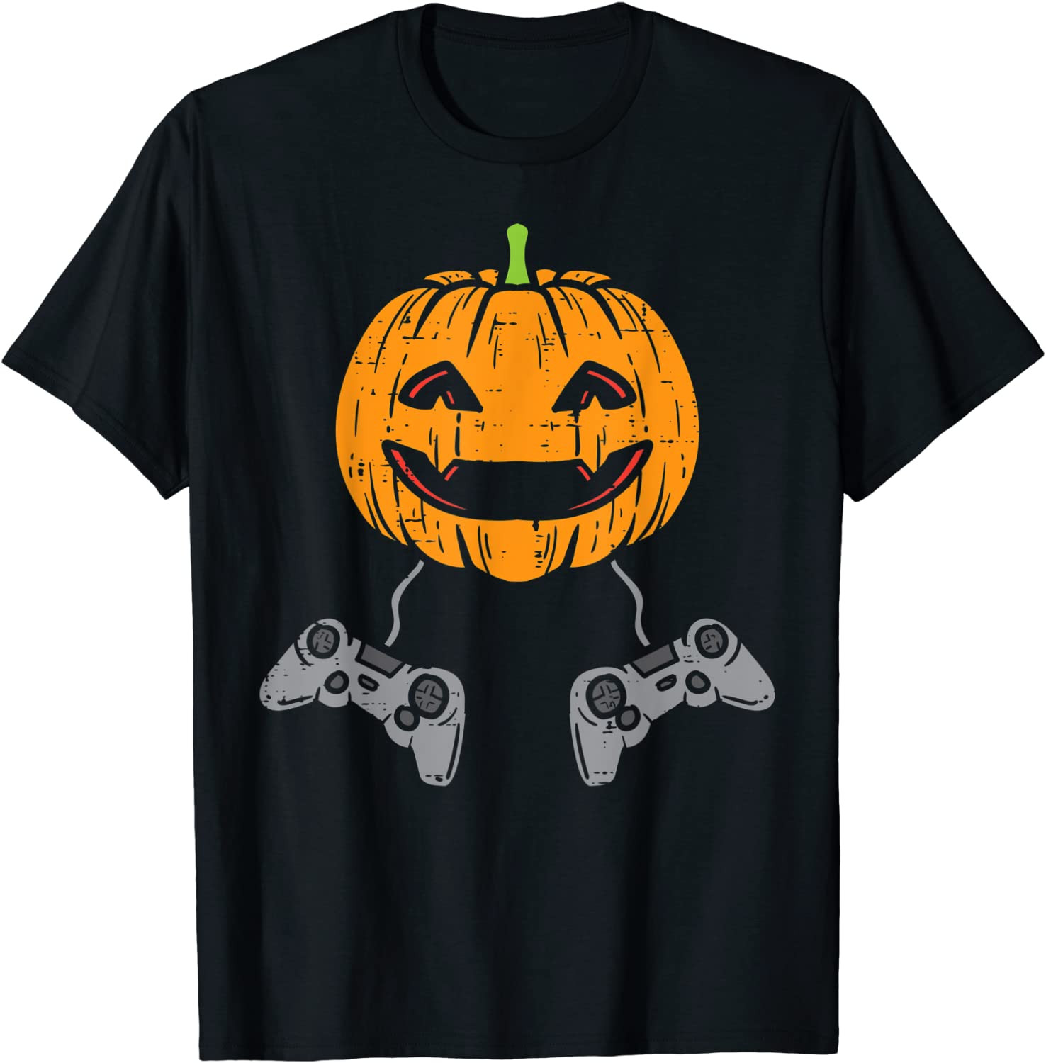 Pumpkin Video Game Controller Gamer Halloween Boys Girls Men T-Shirt