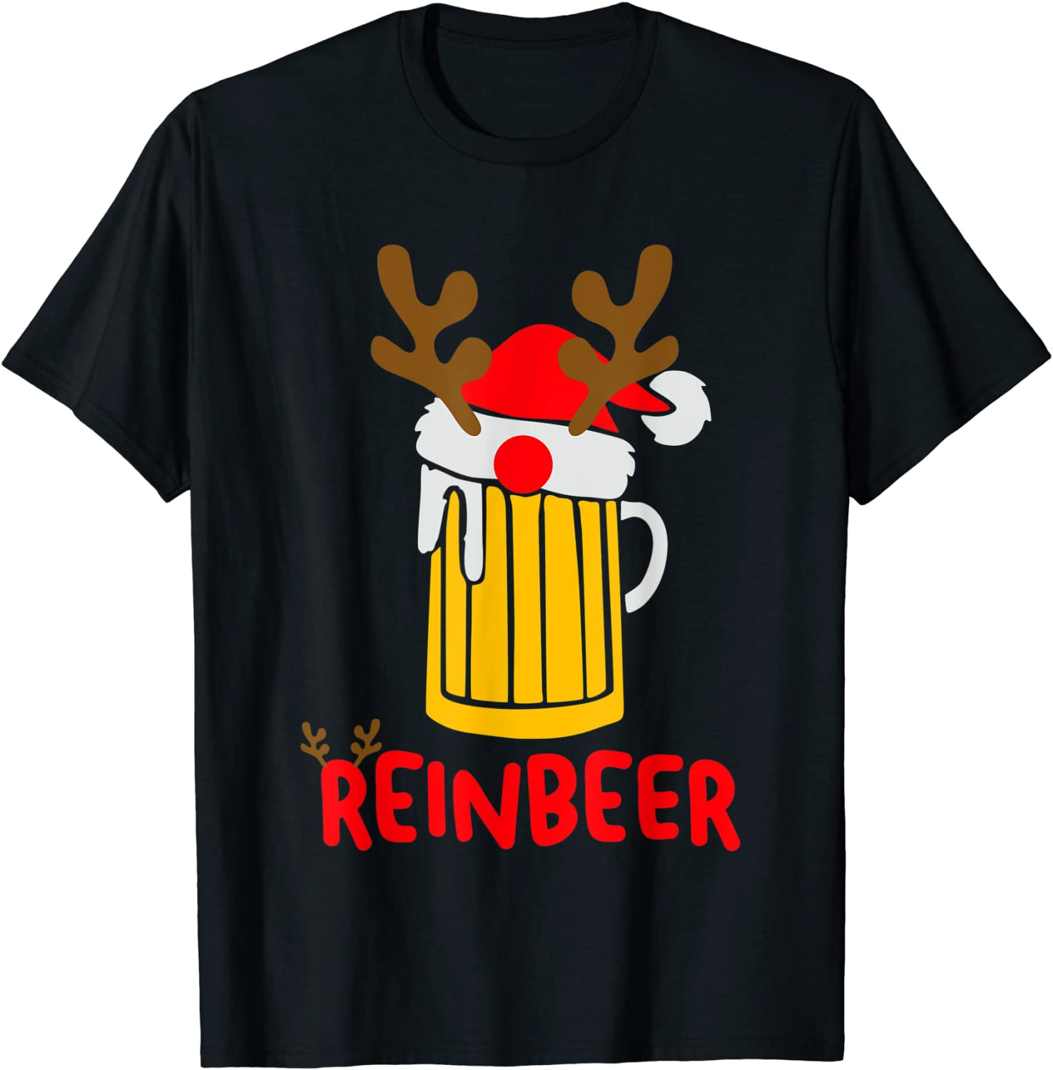 Reinbeer Santa Claus Reindeer Drinking Beer T-Shirt