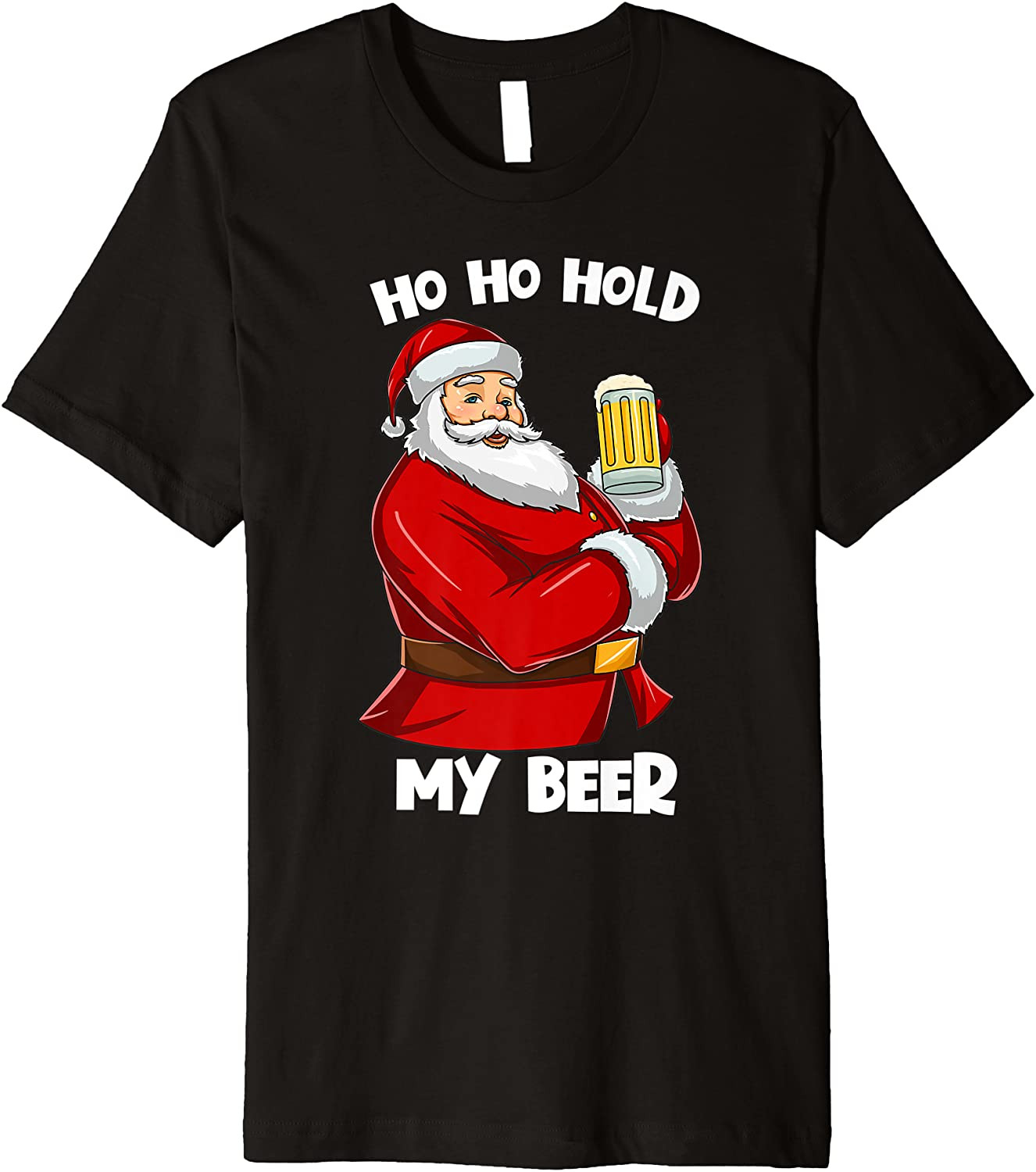 Santa Drinking Beer Ho Ho Hold My Beer Christmas Beer Lover T-Shirt