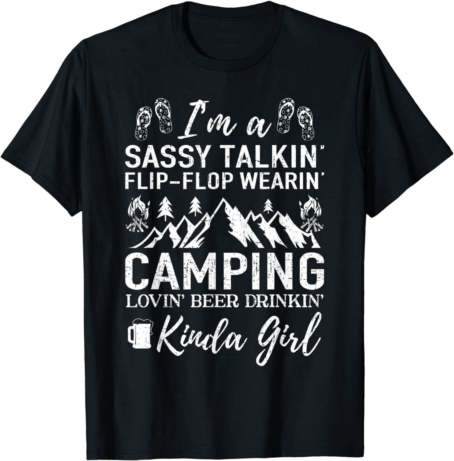 Sassy Talking Flip-Flop Camping Beer Girl T-Shirt