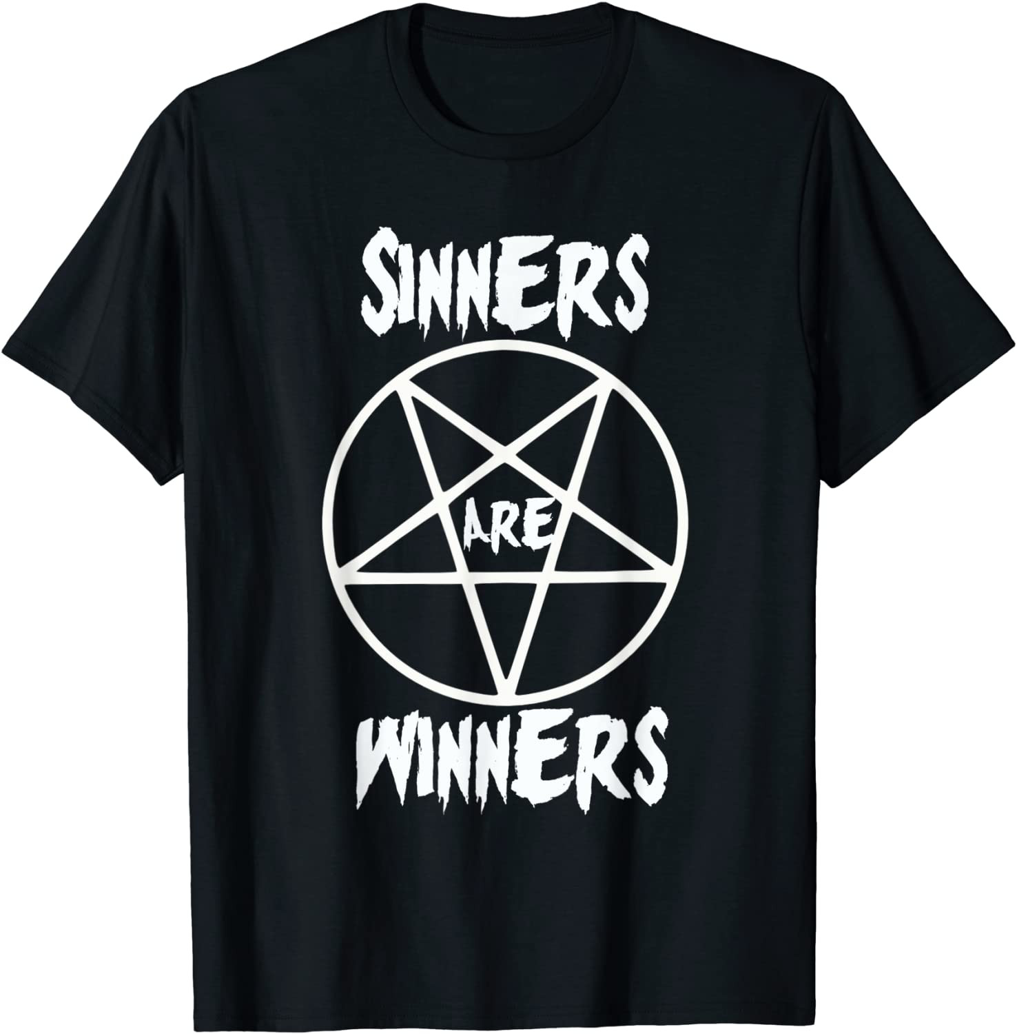 Sinners Are Winners Pentagram Black Metal Fans, Halloween T-Shirt