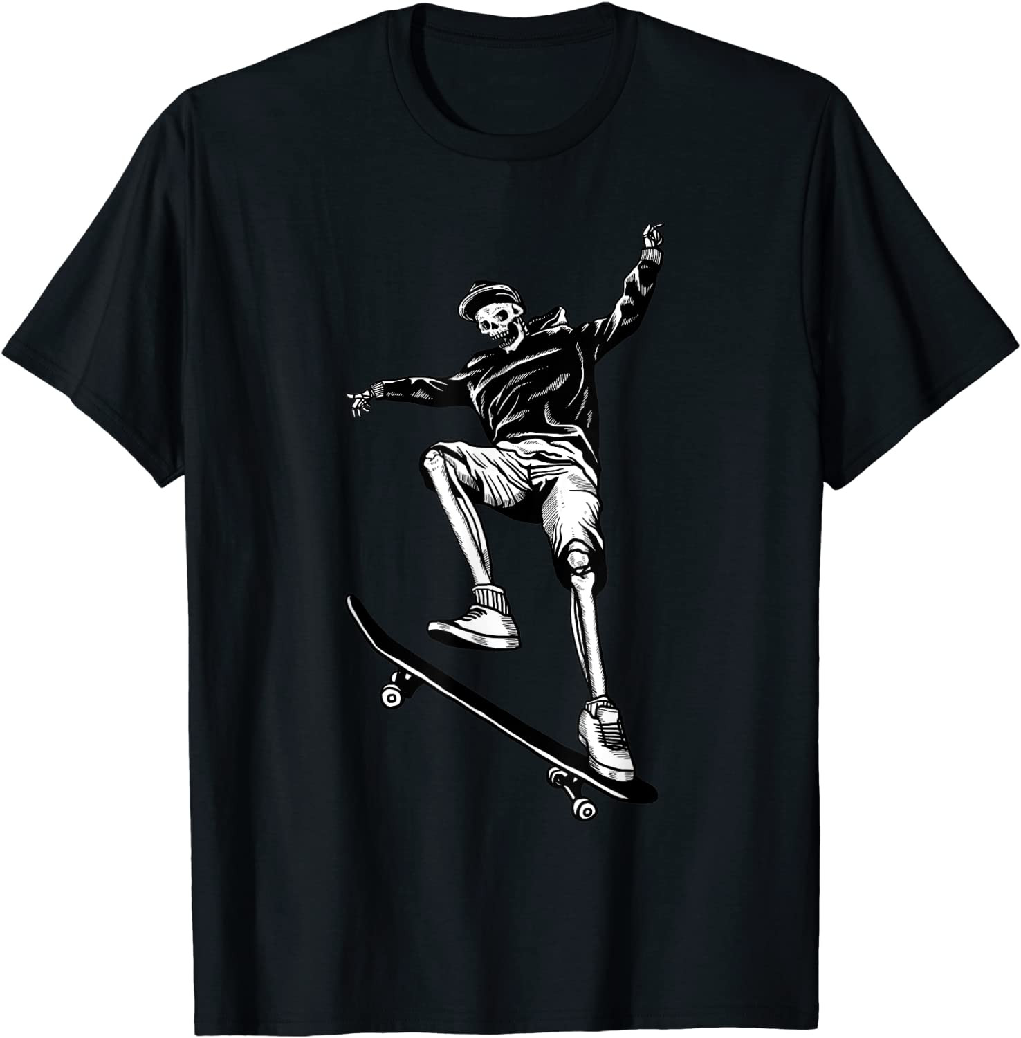 Skater Skeleton Skate-board Retro Vintage Halloween Gifts T-Shirt