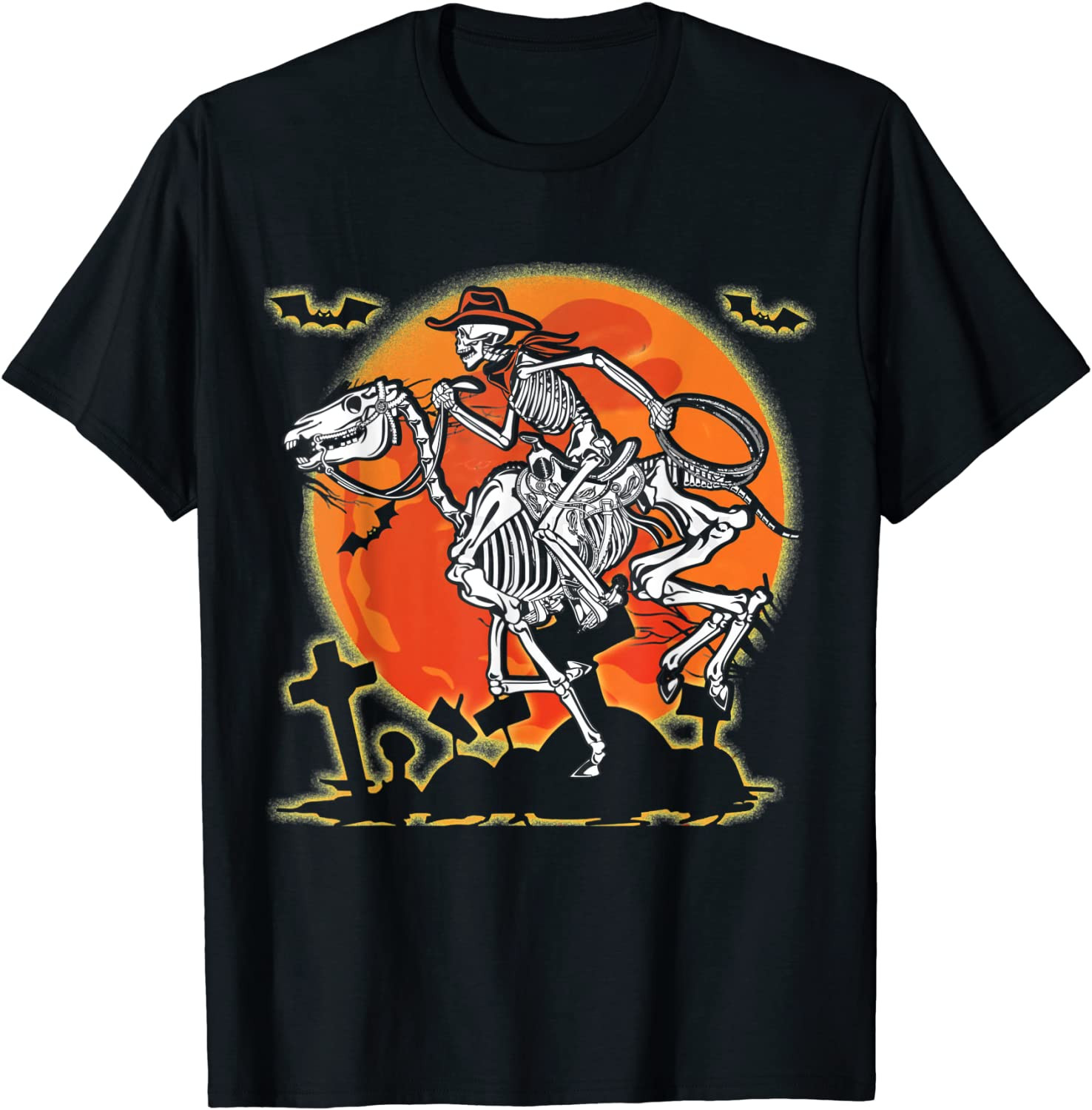 Skeleton Horse Cowboy Riding Halloween Costume T-Shirt