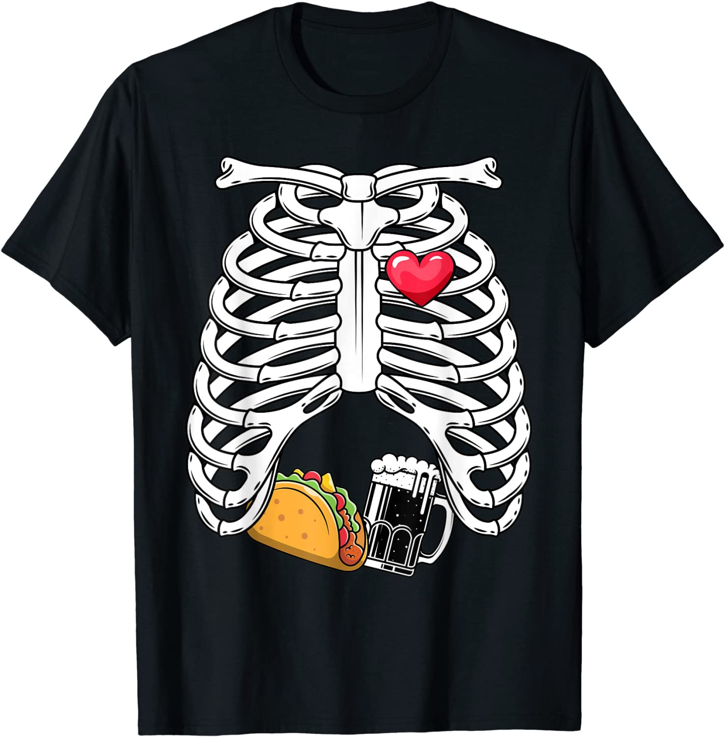Skeleton Pregnancy Tacos Beer Xray T-Shirt