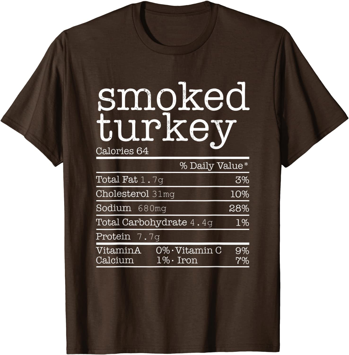 Smoked Turkey Nutrition Facts Thanksgiving Christmas Food T-Shirt