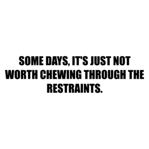 SOME DAYS, IT'S JUST NOT WORTH CHEWING THROUGH THE RESTRAINTS.