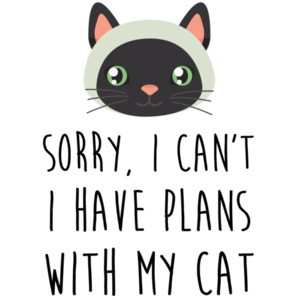 Sorry, I can't I have plans with my cat - funny cat