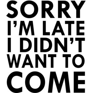 Sorry I'm late I didn't want to come.