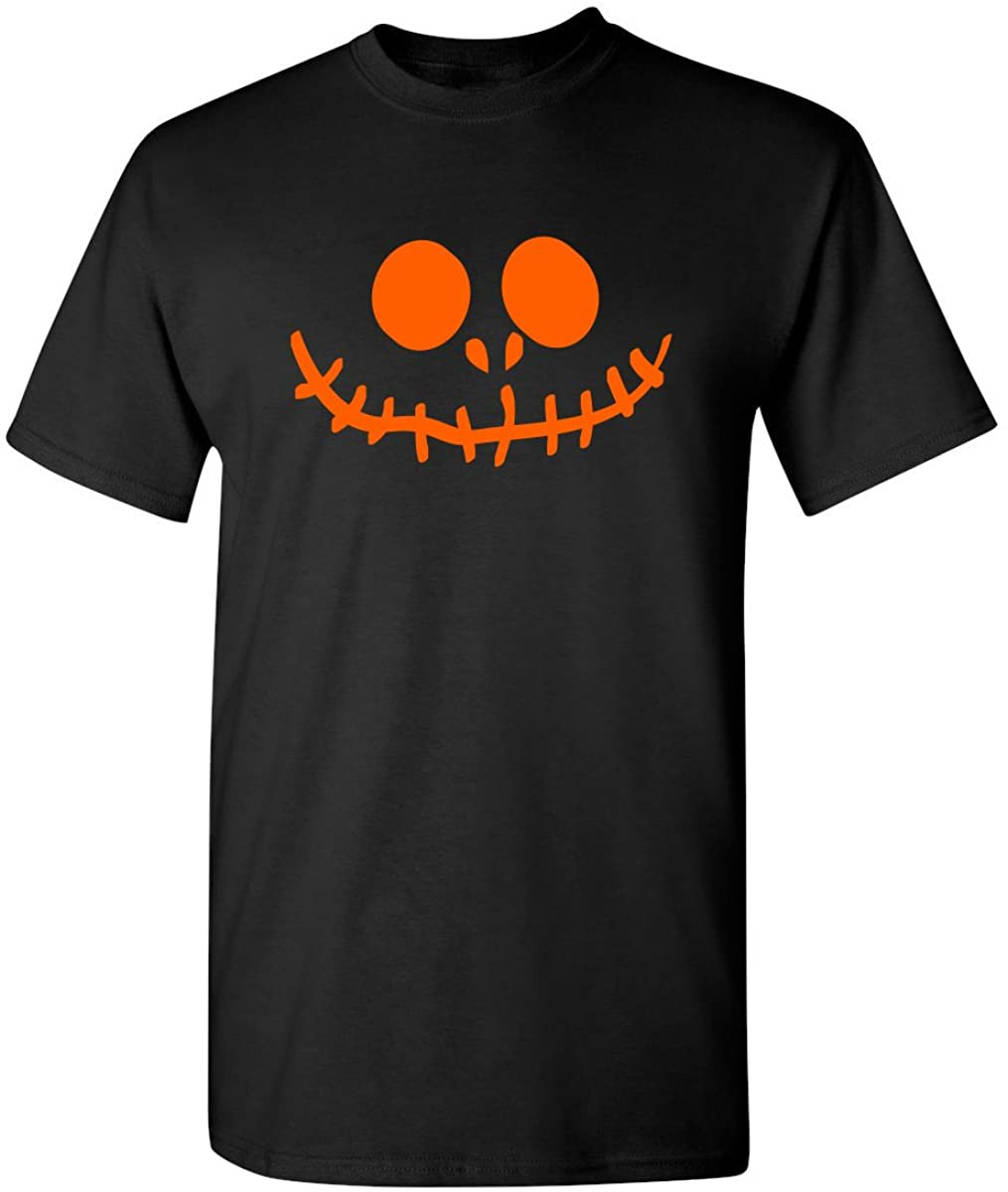 Stitched Pumpkin Emoticon Graphic Costume Halloween T-Shirt