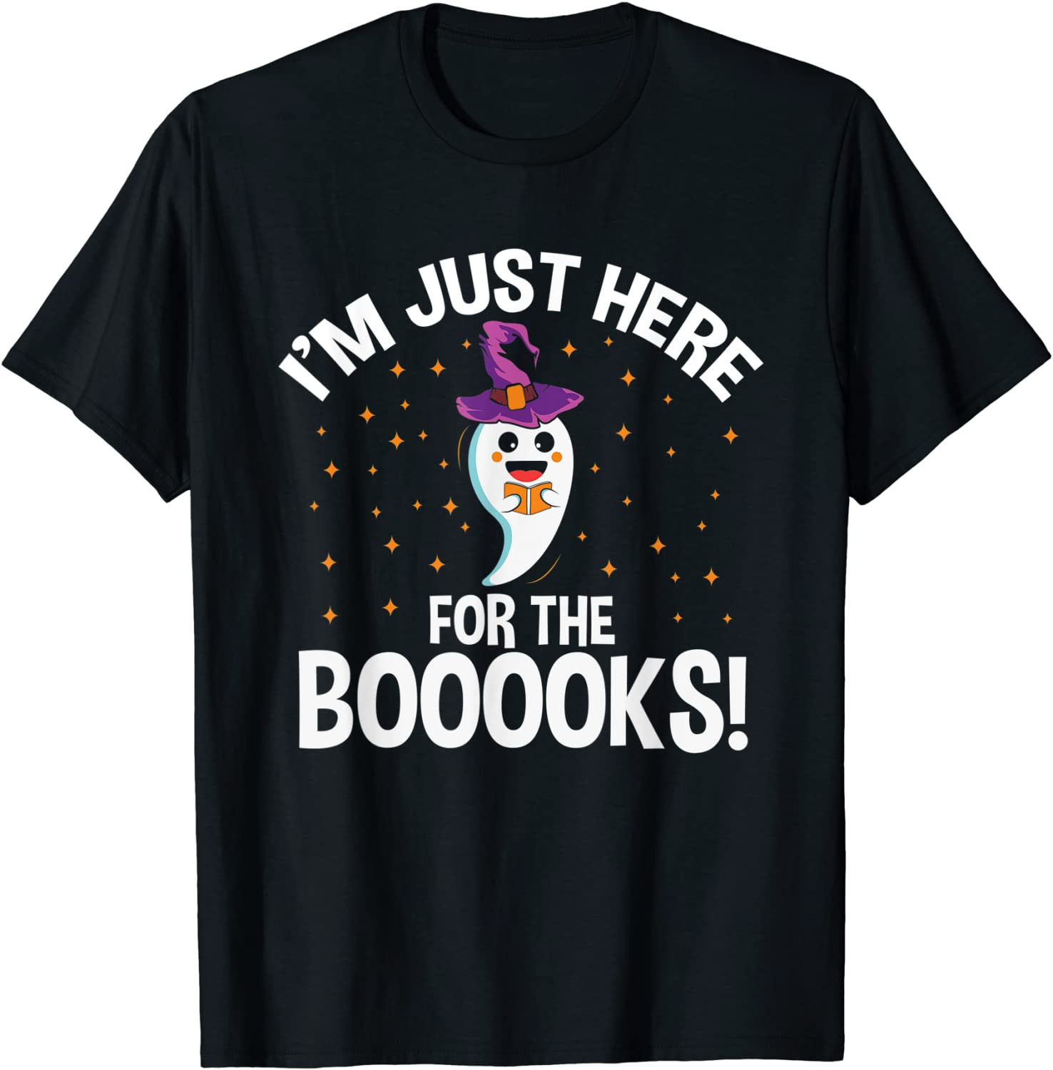 Teacher Halloween Bookworm Just Here For The Boooks Ghost T-Shirt