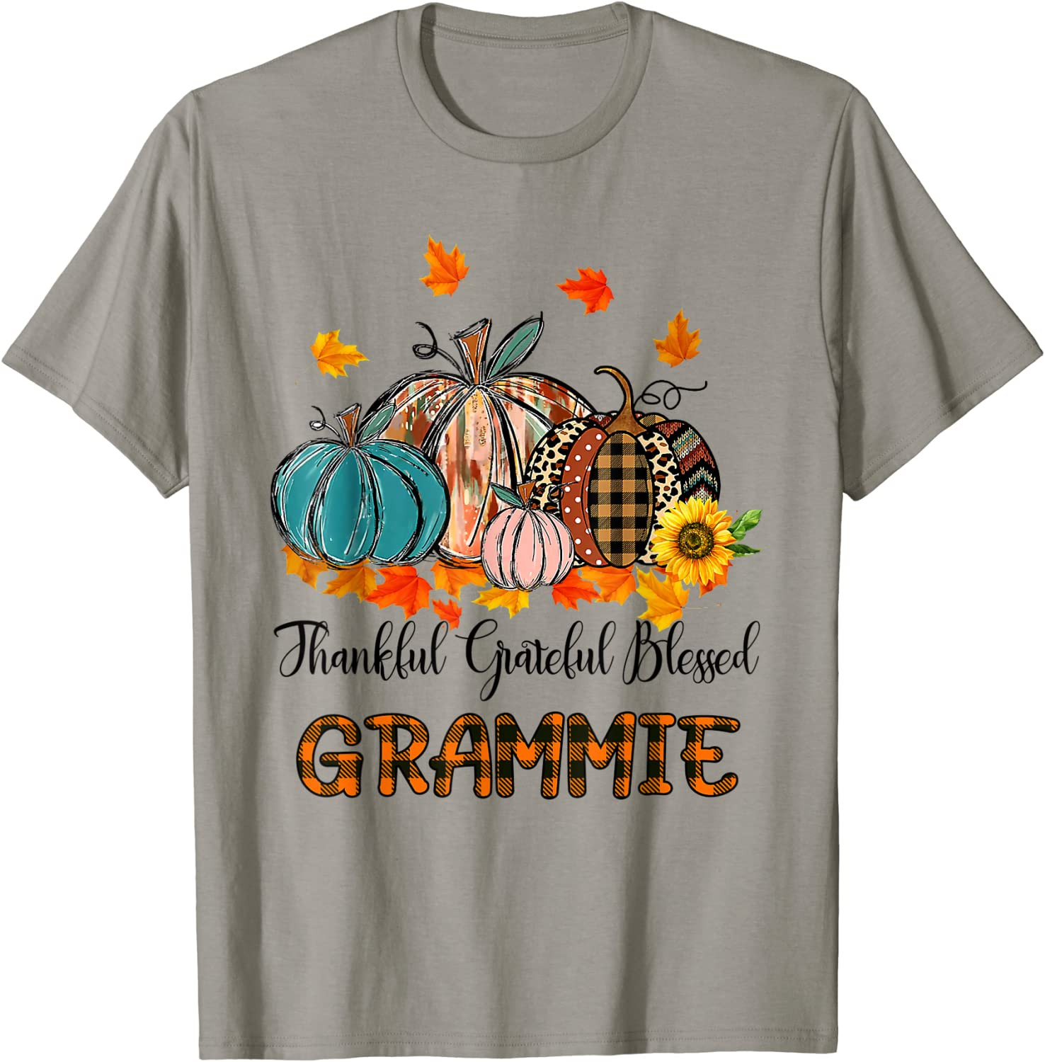 Thankful Grateful Blessed Grammie Pumpkins Thanksgiving T-Shirt