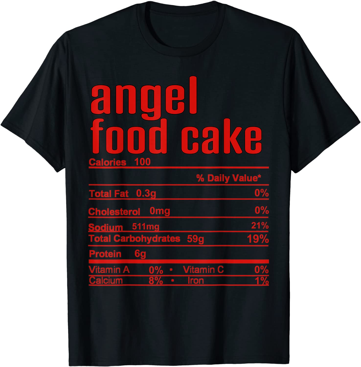 Thanksgiving Christmas Angel Food Cake Nutrition Fact T-Shirt