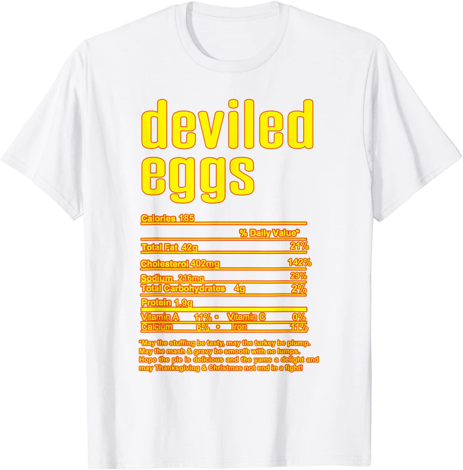 Thanksgiving Christmas Deviled Eggs Nutritional Facts T-Shirt