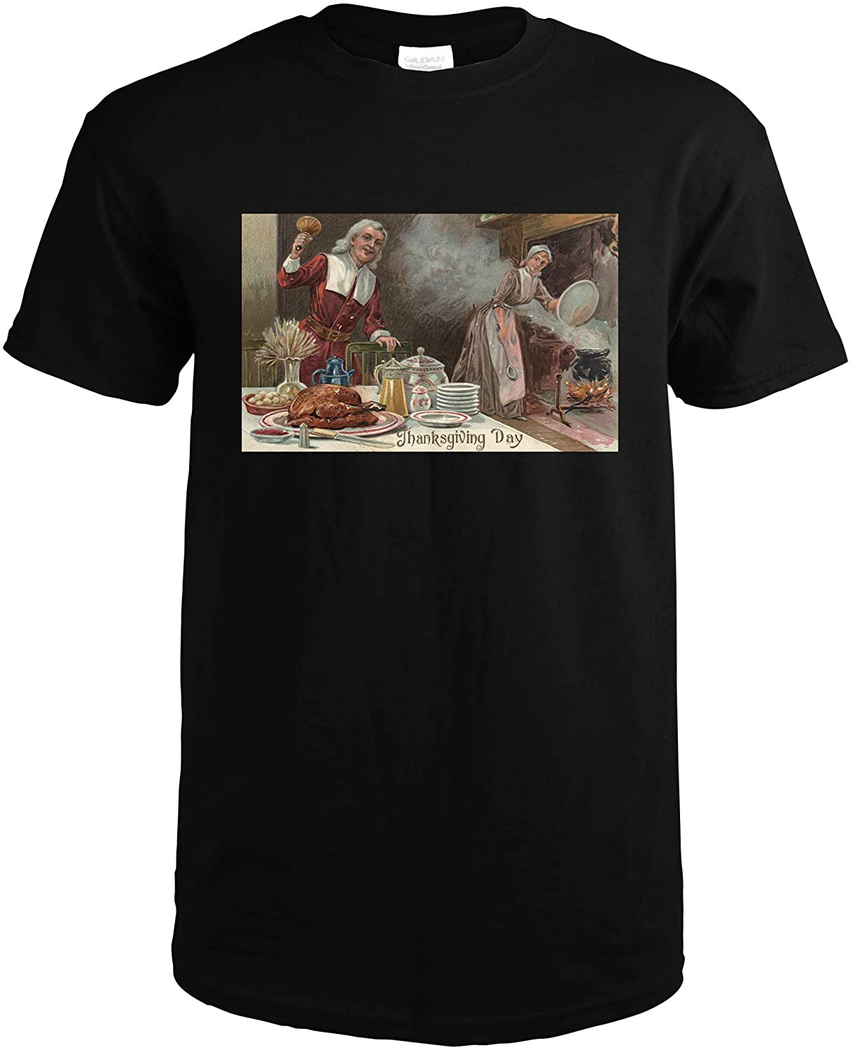 Thanksgiving Day, Pilgrim Dinner Scene (Premium T-Shirt