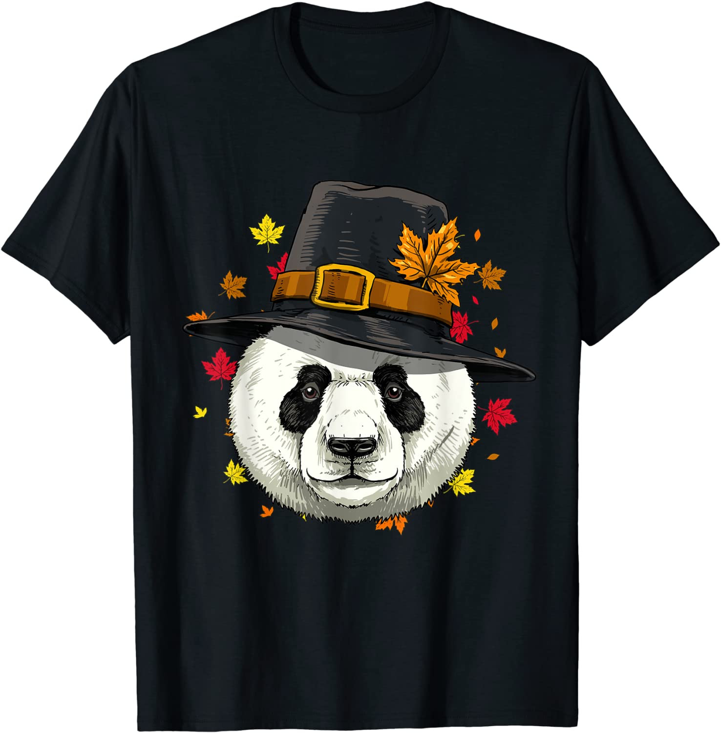 Thanksgiving Panda Pilgrim Costume Men Women T-Shirt