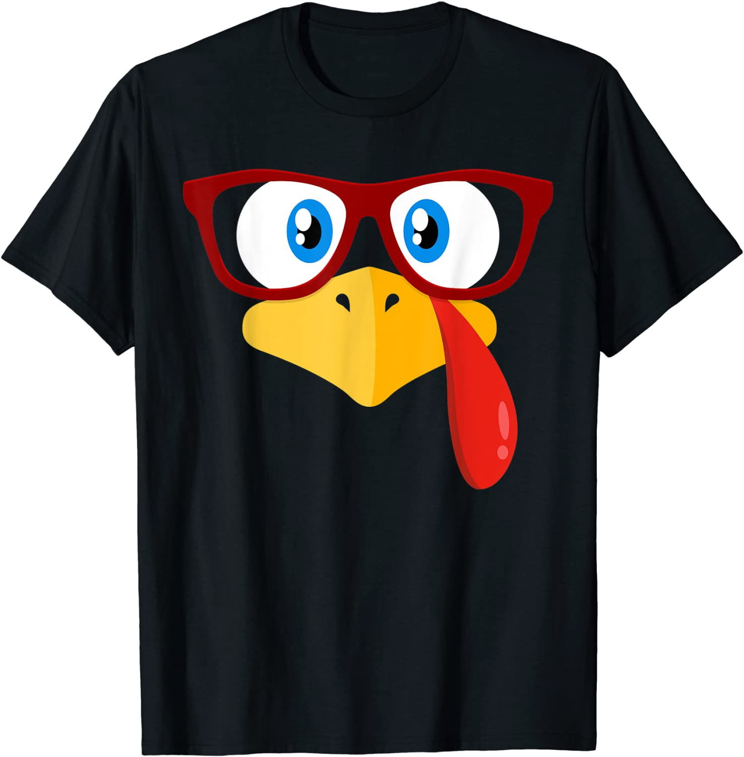 Thanksgiving Turkey Face Nerd Glasses Kids Men Women T-Shirt