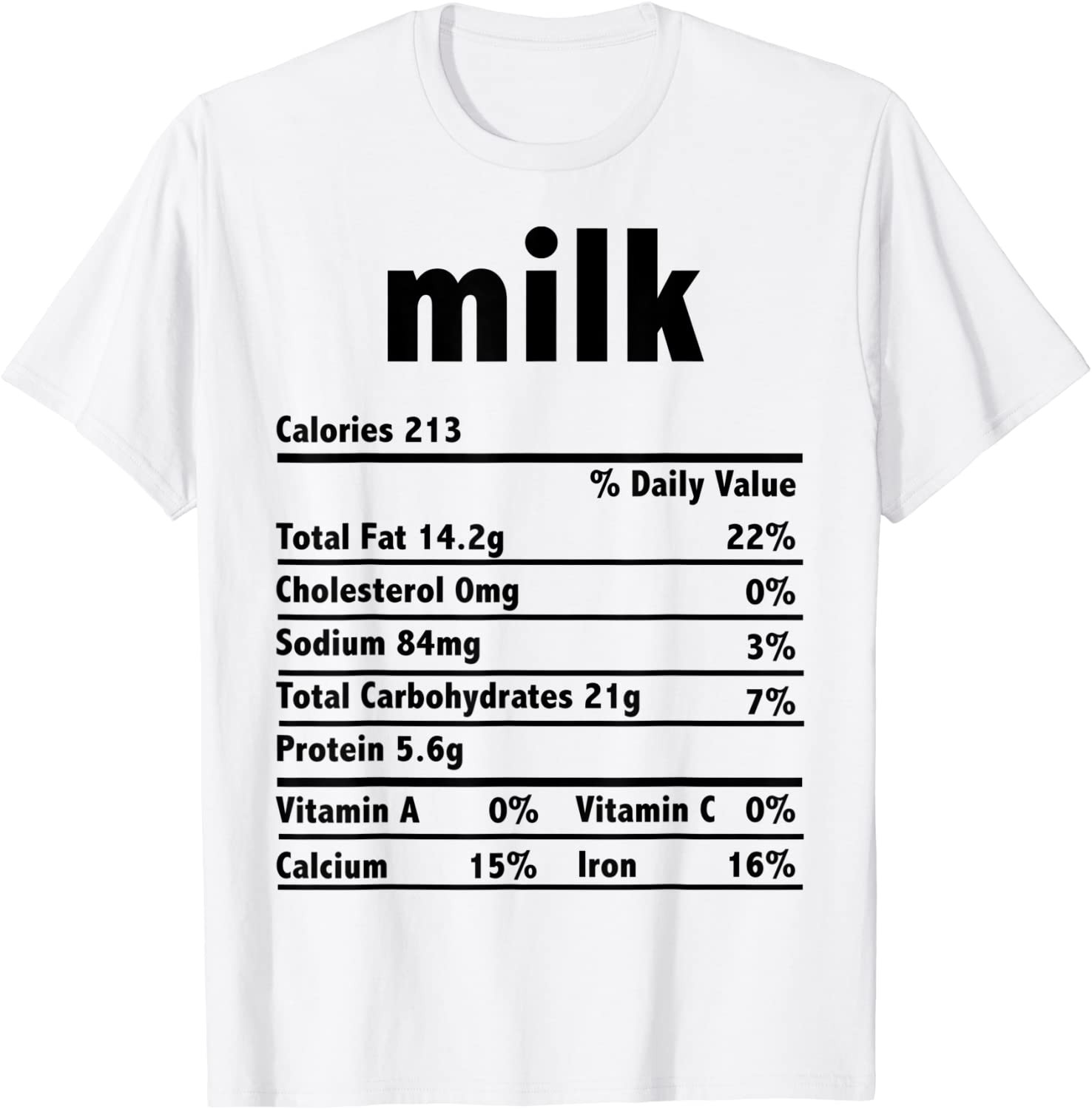 Thanksgiving Xmas Costume Nutrition Facts Milk T-Shirt