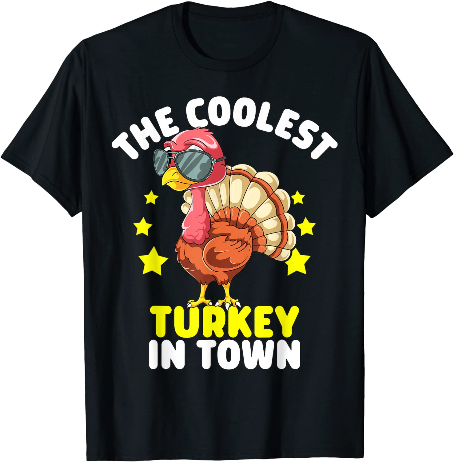 The Coolest Turkey In Town Kids Happy Thanksgiving T-Shirt