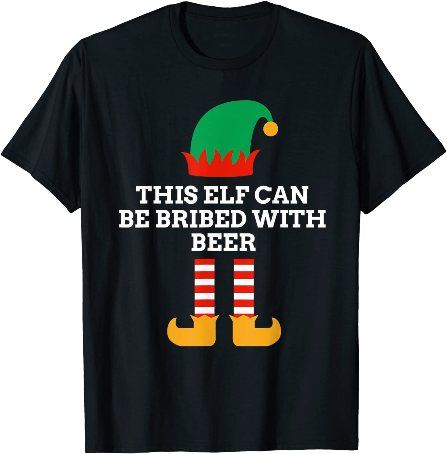 This Elf Can Be Bribed With Beer Santa Helper Christmas Malt T-Shirt