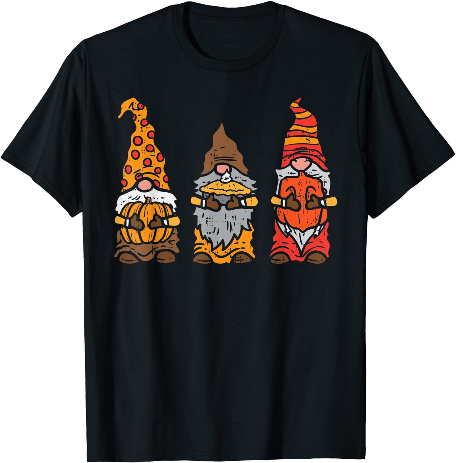 Three Gnomes Pumpkin Pie Turkey Thanksgiving Day Fall Gift T-Shirt