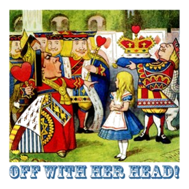 2-ALICE 2009 off with her head BLUE Womens Baseball Tee