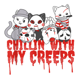 Chillin With My Creeps Cat Horror Serial Killer Halloween T-Shirt
