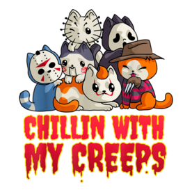 Chillin With My Creeps Funny Cat Horror Movies Serial Killer T-Shirt