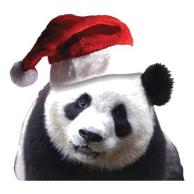 christmas panda wearing a santa clau