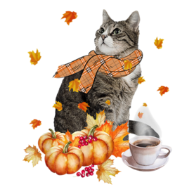 Cute Cat & Pumpkin Spice Funny Cat Lover Fall Thanksgiving T-Shirt