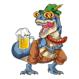 Dinosaur Oktoberfest Lederhosen Costume Men T Rex Beer Fest T-Shirt