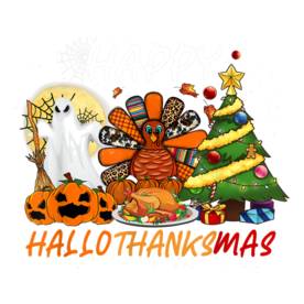 Funny Halloween Thanksgiving Christmas Happy Hallothanksmas T-Shirt