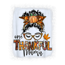 Funny Messy Bun One Thankful Mama Fall Autumn Thanksgiving T-Shirt