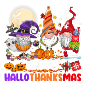 Gnomes Halloween Thanksgiving Christmas Happy Hallothanksmas T-Shirt