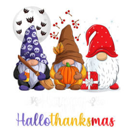 Halloween Thanksgiving Christmas Happy HalloThanksMas Gnomes T-Shirt