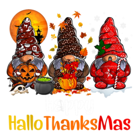 Happy Hallothanksmas Gnomes Halloween Thanksgiving Christmas T-Shirt