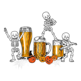 Happy Halloween Funny Skeleton Drinking Beer T-Shirt