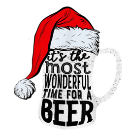 It's The Most Wonderful Time For A Beer Santa Hat Christmas T-Shirt