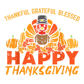 Thankful Grateful Blessed Happy Thanksgiving Turkey Women T-Shirt