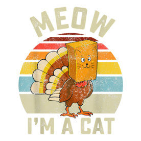 Thanksgiving Funny Turkey Fake Cat Retro Women Men Kids T-Shirt