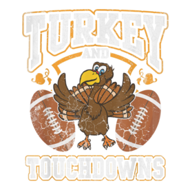 Thanksgiving Turkey And Touchdowns Football Men Kids Women T-Shirt