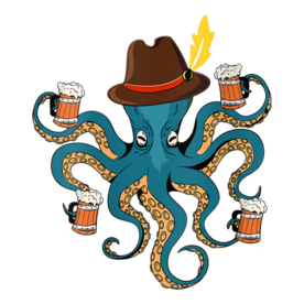 Womens Funny Oktoberfest Octopus With Beer German Hat - Oktoberfest V-Neck T-Shirt