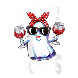 Womens I'm Just Here For The Boos Halloween Women Ghost Cute Funny V-Neck T-Shirt