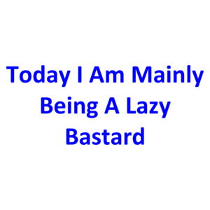 Today I Am Mainly Being A Lazy Bastard