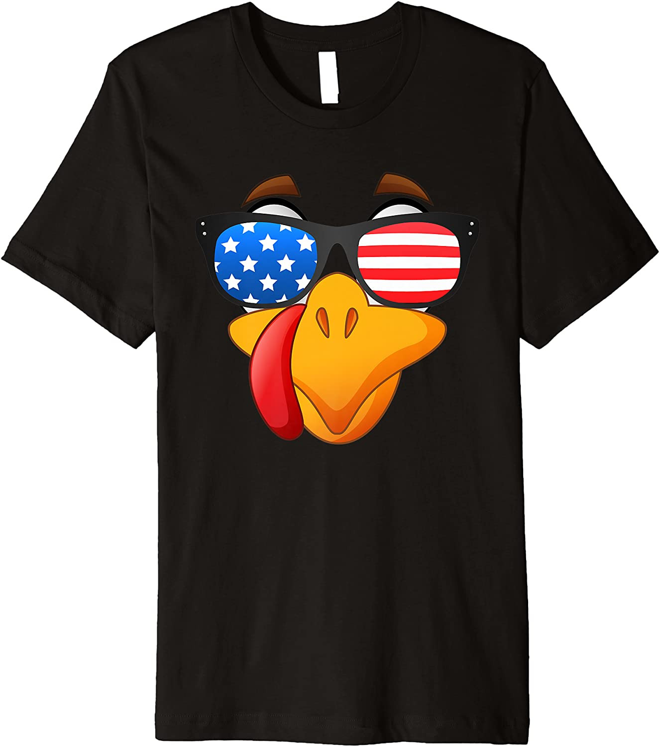 Turkey Face 2021 Thanksgiving Design Costume Patriotic Love T-Shirt