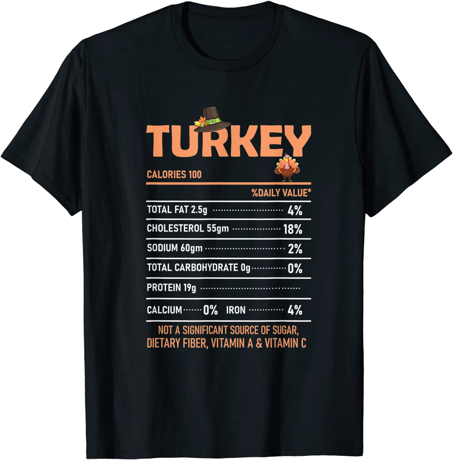 Turkey Nutrition Facts Family Thanksgiving Food T-Shirt