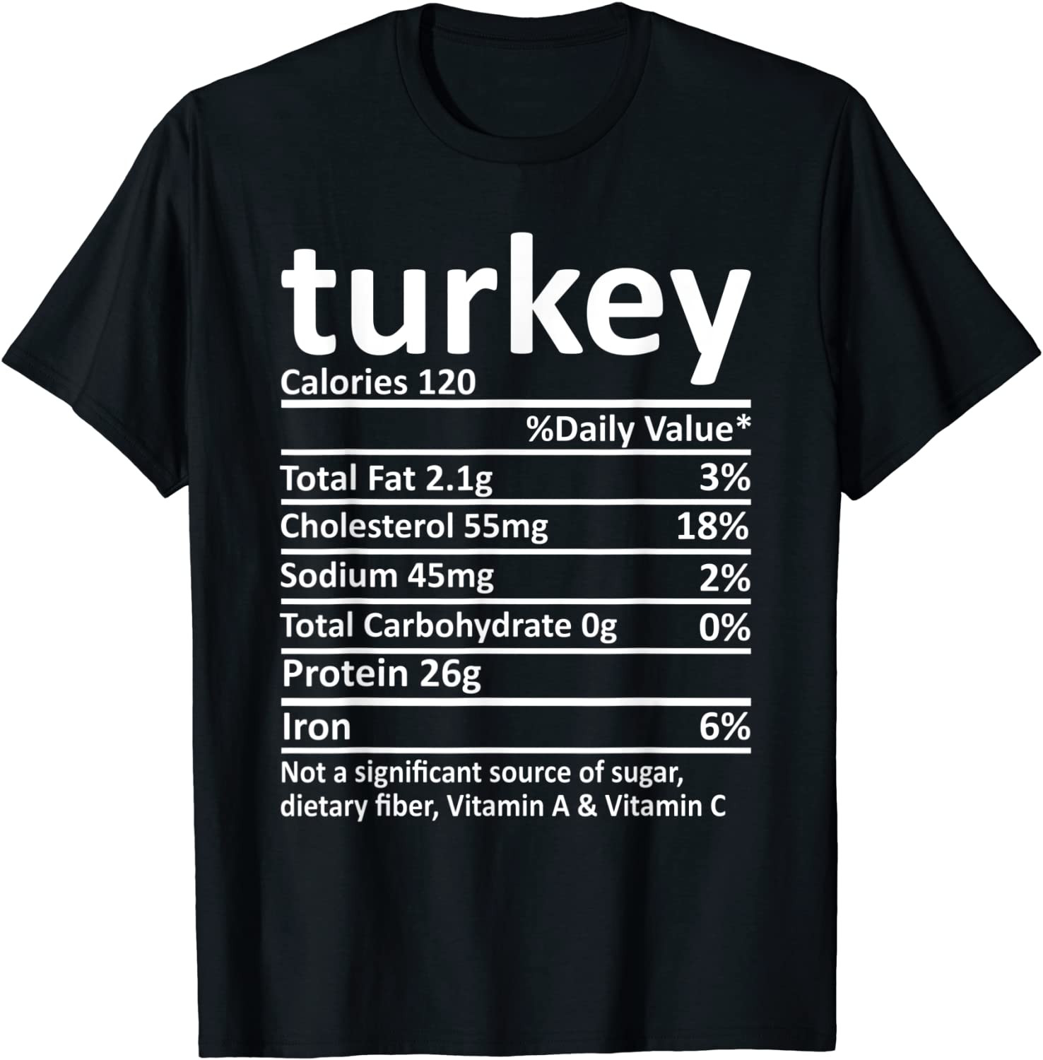 Turkey Nutrition Thanksgiving Costume Food Facts Christmas T-Shirt