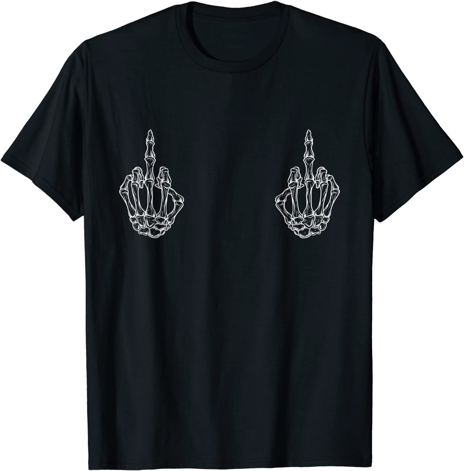 Two Skeleton Middle Fingers Humor Halloween Season T-Shirt